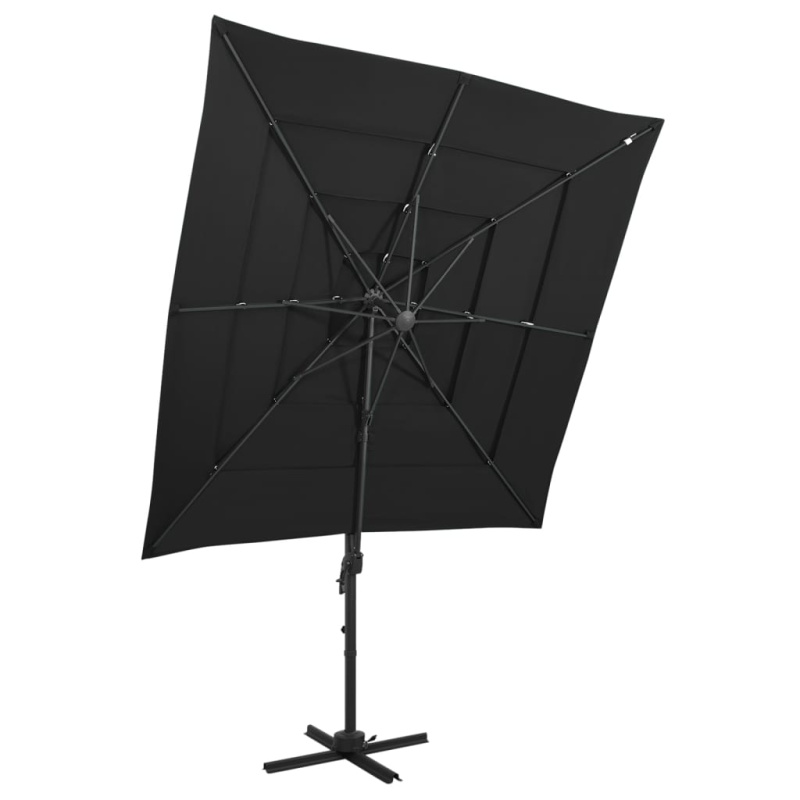 4Stupňový Zahradní Slunečník S Hliníkovou Tyčí Černý 250X250 Cm - azurově modrá