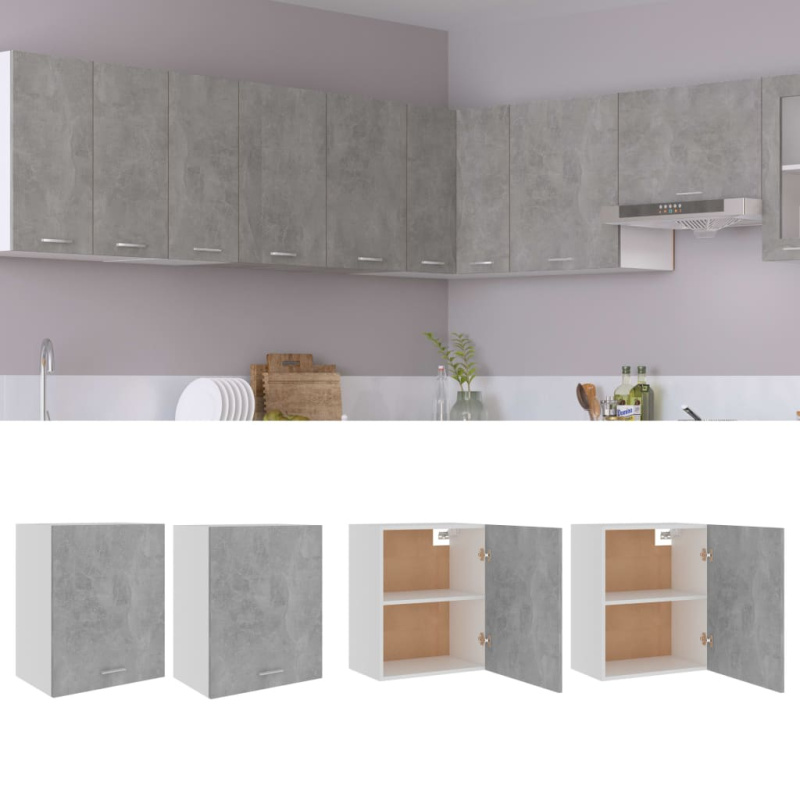 Závěsné Skříňky Lyon 2 Ks Betonově Šedé 50X31X60 Cm Kompozit Betonová Šedá
