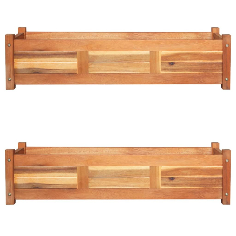Vyvýšené Záhony 2 Ks Akáciové Dřevo 100 X 30 X 25 Cm