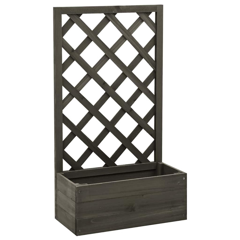 Zahradní Truhlík S Treláží 50 X 25 X 90 Cm Masivní Jedle - Šedá