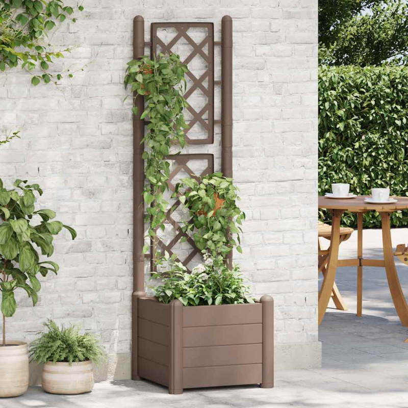 Zahradní Truhlík S Treláží Pp Moka - Antracitová / 43 x 43 x 142 cm