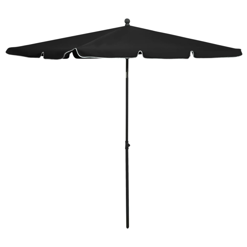 Zahradní Slunečník S Tyčí 210 X 140 Cm Černý - Taupe