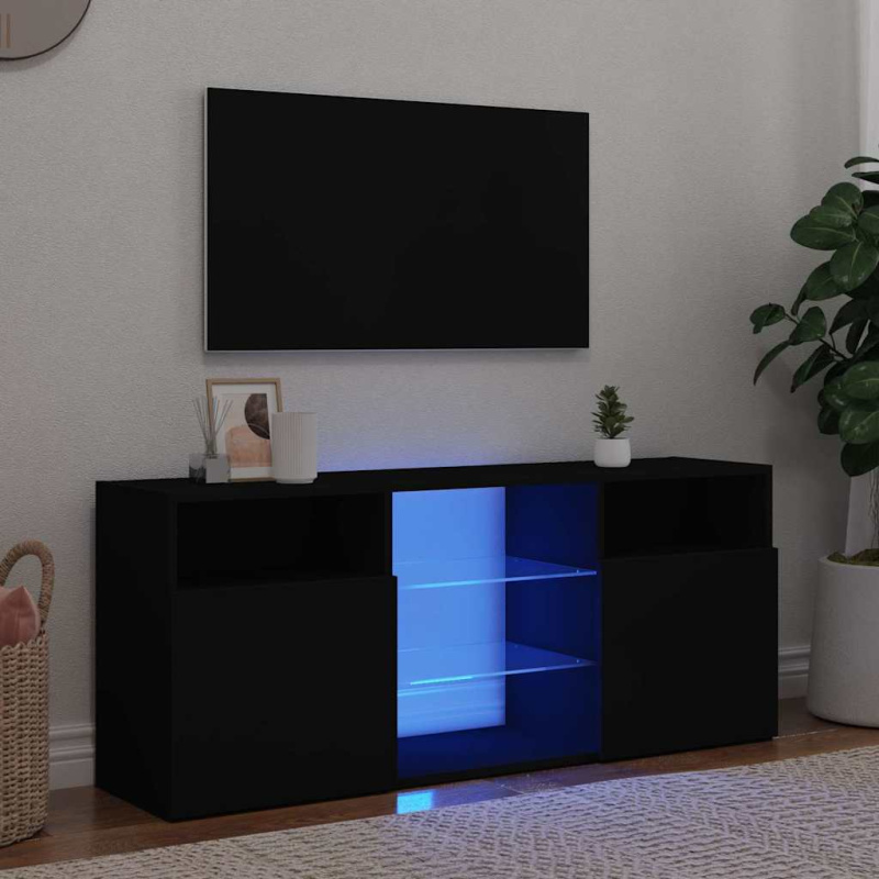 Tv Skříňka S Led Osvětlením Černá 120 X 30 X 50 Cm - Bílá s vysokým leskem