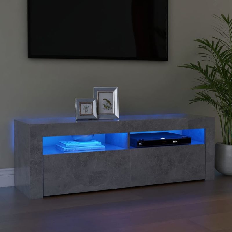Tv Skříňka S Led Osvětlením Betonově Šedá 120 X 35 X 40 Cm - Betonová šedá