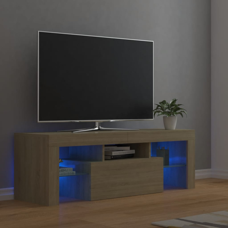 Tv Skříňka S Led Osvětlením 120 X 35 X 40 Cm - Bílá s vysokým leskem