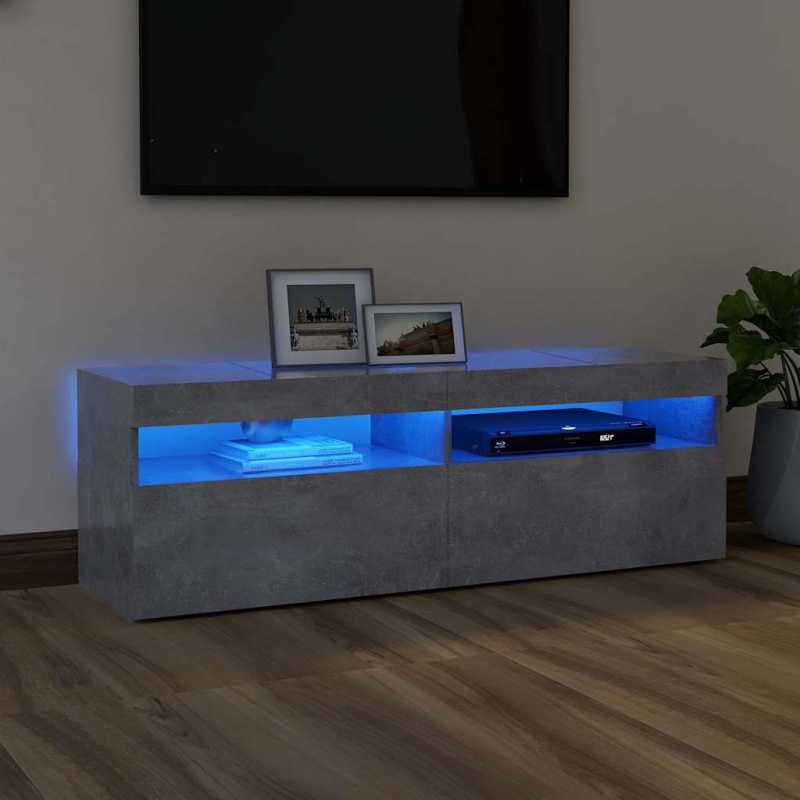 Tv Skříňka S Led Osvětlením Betonově Šedá 120 X 35 X 40 Cm - Betonová šedá / 1 / 90 cm