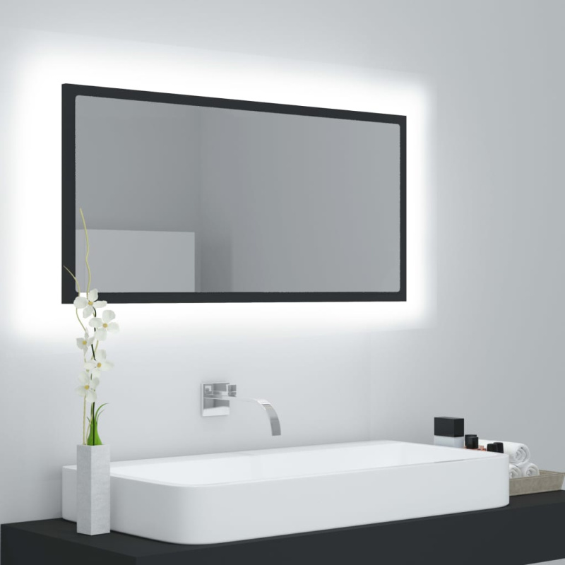 Led Koupelnové Zrcadlo Šedé 90 X 8,5 X 37 Cm Akrylové - dub sonoma