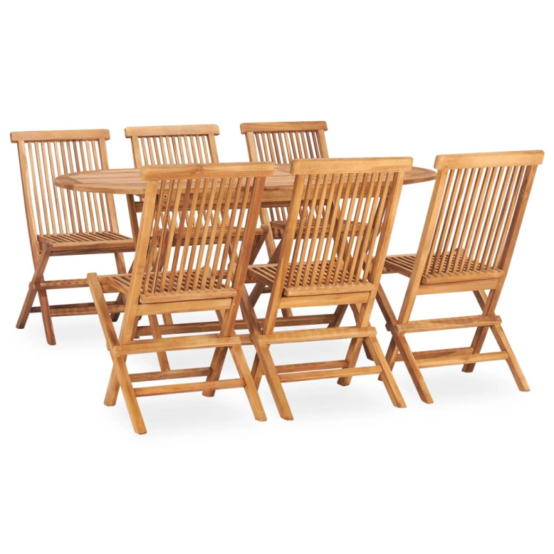 7Dílný Skládací Zahradní Jídelní Set Masivní Teakové Dřevo 160 X 80 X 75 Cm - Područky / 8 / Ovál