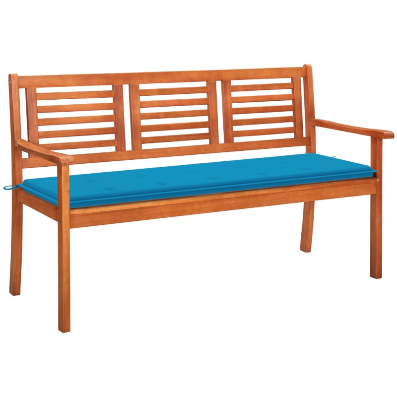 3Místná Zahradní Lavice S Poduškou Masivní Eukalyptus - Antracitová / 120 cm