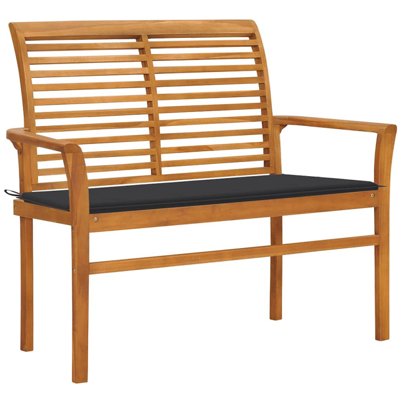 Zahradní Lavice S Antracitovou Poduškou 112 Cm Masivní Teak