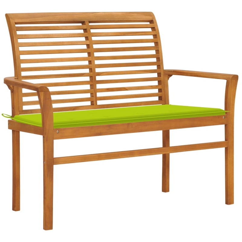 Zahradní Lavice S Jasně Zelenou Poduškou 112 Cm Masivní Teak