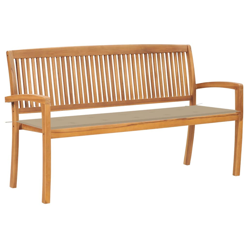 Stohovatelná Zahradní Lavice S Poduškou 159 Cm Masivní Teak - Antracitová / 150 cm