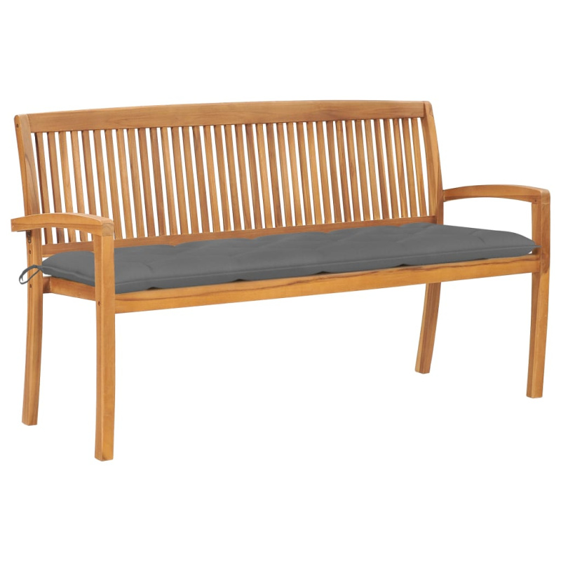 Stohovatelná Zahradní Lavice S Poduškou 159 Cm Masivní Teak - Krémová / 150 cm