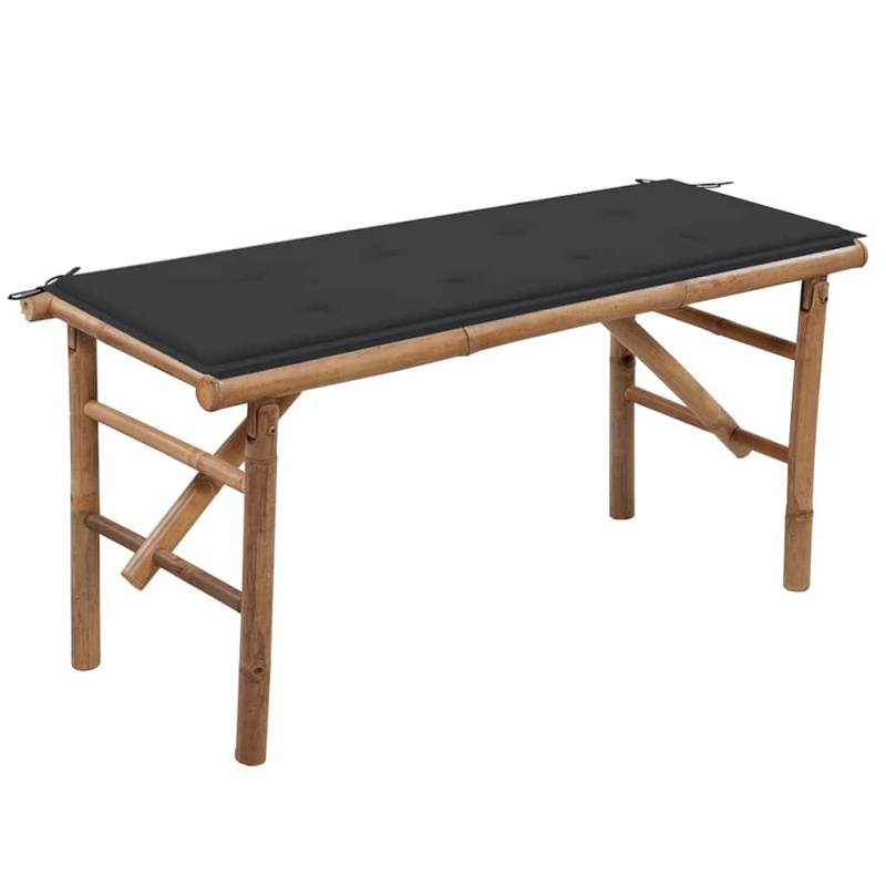 Skládací Zahradní Lavice S Poduškou 118 Cm Bambus Antracitová
