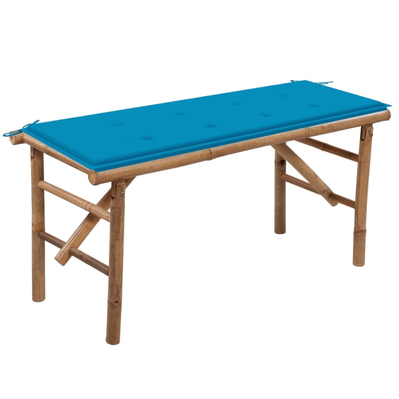Skládací Zahradní Lavice S Poduškou 118 Cm Bambus - Antracitová / 120 x 50 x 7 cm