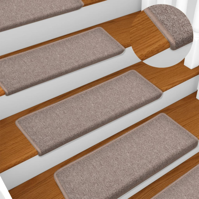 Kobercové nášlapy na schody 15 ks 65x21x4 cm matně červené