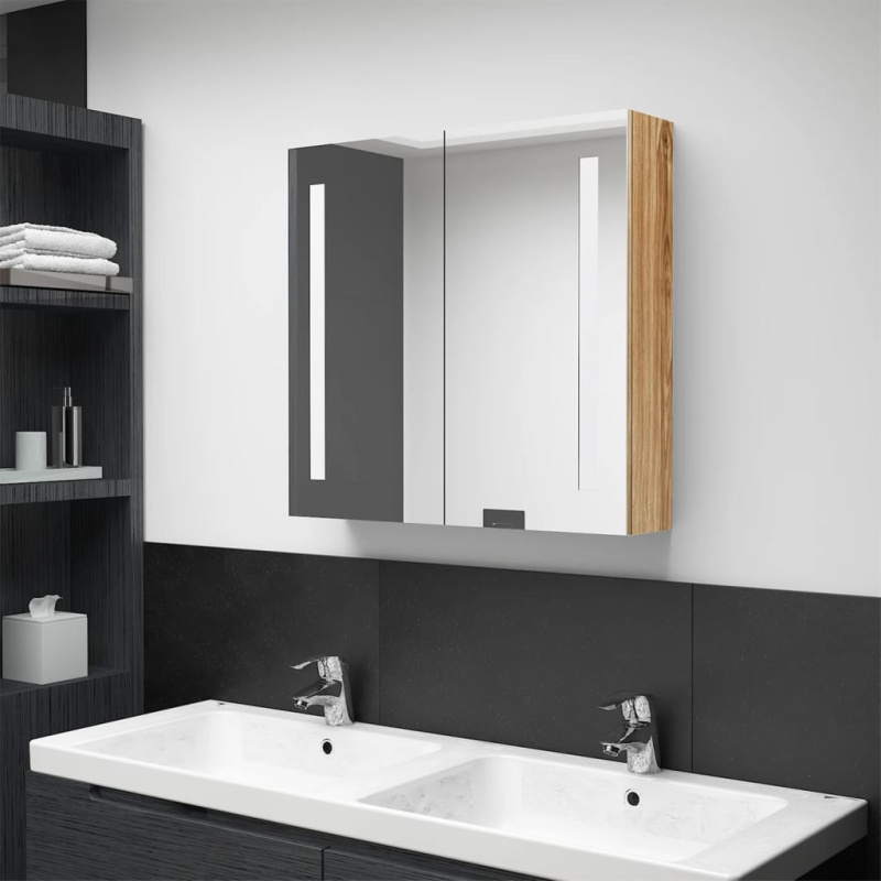 Led Koupelnová Skříňka Se Zrcadlem - Zářivě šedá / 50 x 13 x 70 cm