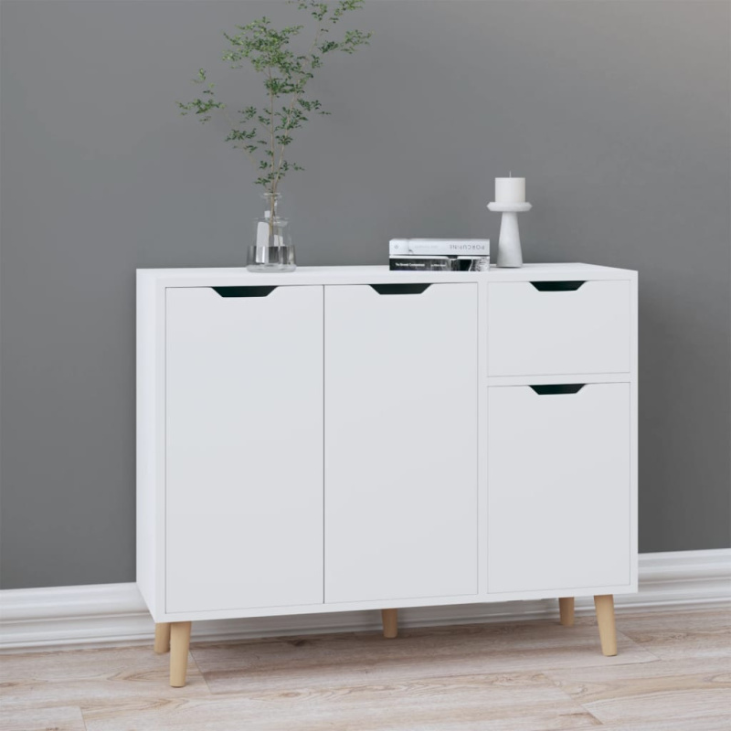 Příborník Bílý S Vysokým Leskem 90X30X72 Cm Kompozitní Dřevo - černá s vysokým leskem