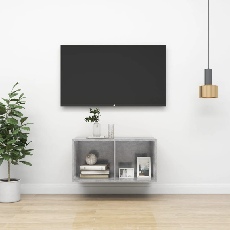 Nástěnná Tv Skříňka Betonově Šedá 37X37X Kompozitní Dřevo - šedá s vysokým leskem / 142.5 cm