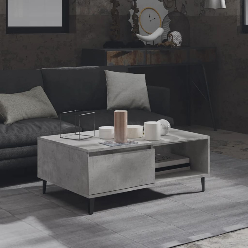 Konferenční Stolek Betonově Šedý 90X60X35 Cm Kompozitní Dřevo - Bílá a dub sonoma