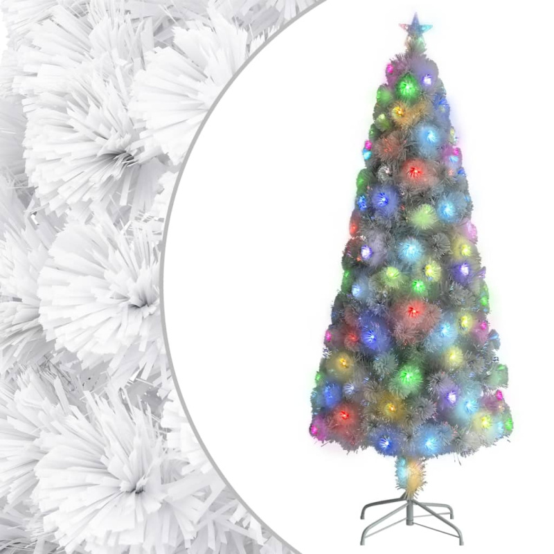 Vánoční Stromek S Led Osvětlením Bílý 240 Cm Optické Vlákno