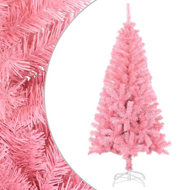 Umělý Vánoční Stromek Se Stojanem Růžový 150 Cm Pvc - Černá / 240 x 120 cm
