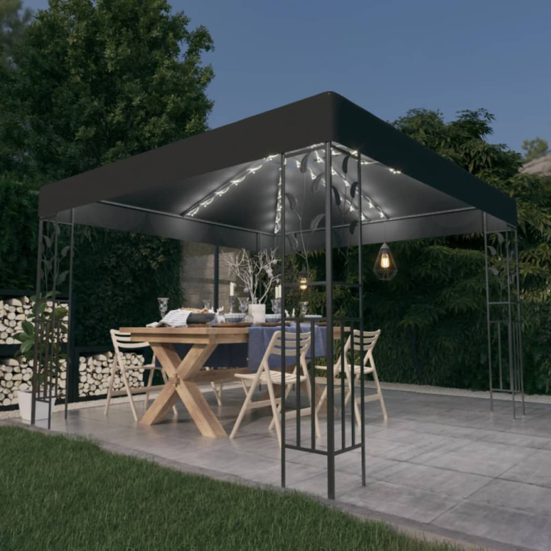 Altán Se Světelnými Led Řetězy 3 X 3 M Antracitový - Taupe