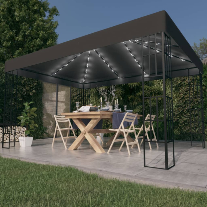 Altán Se Světelnými Led Řetězy Antracitový - Krémová / 3 x 3 m