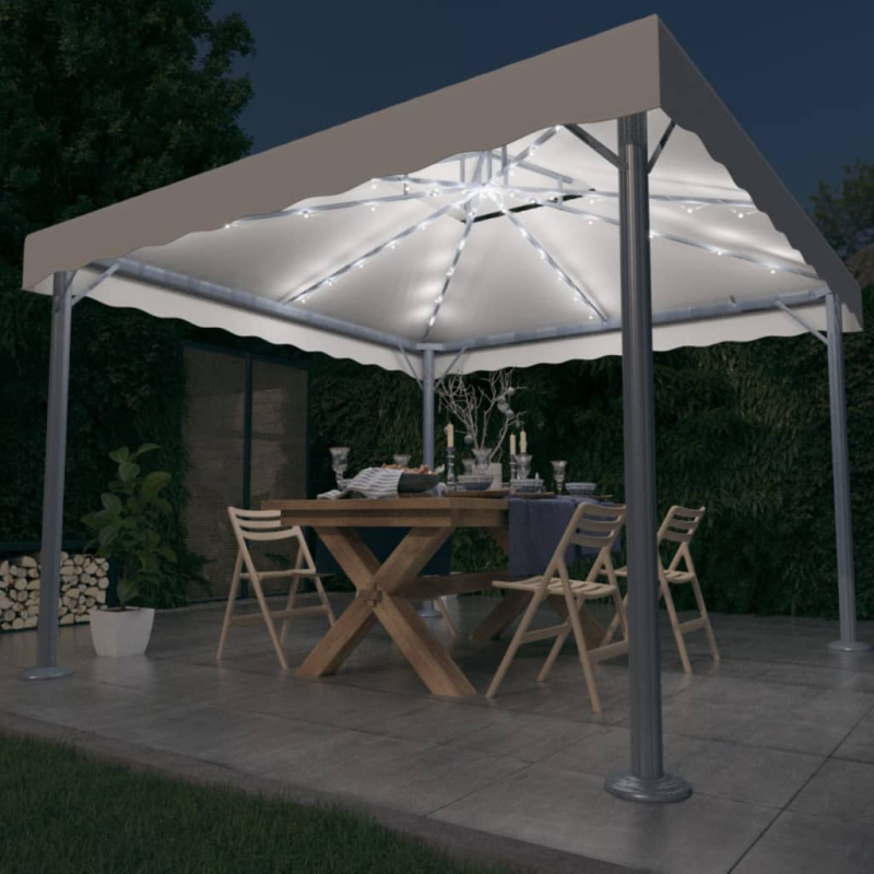 Altán Se Světelnými Led Řetězy 300 X 300 Cm Krémový Hliník - Antracitová