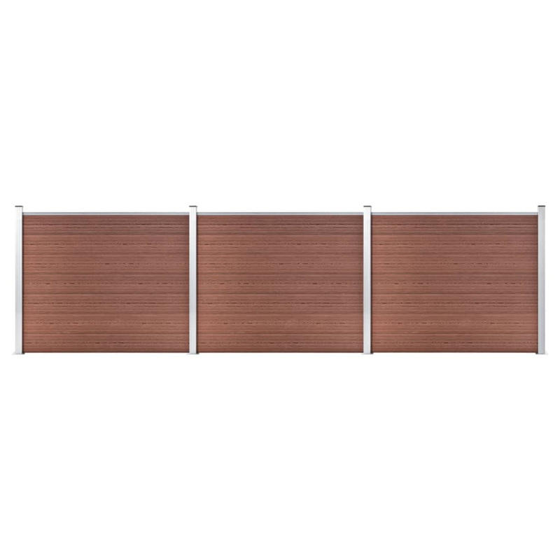 Set Plotového Dílce Wpc Hnědý - Šedá / 526 x 146 cm