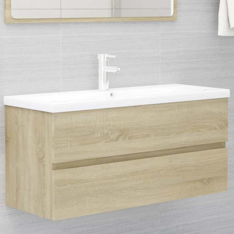 Skříňka Se Zápustným Umyvadlem Kompozitní Dřevo Dub Sonoma - bez baterie a výpusti / 90 x 38.5 x 45 cm