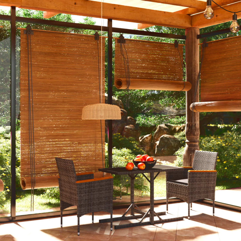 3Dílný Zahradní Jídelní Set Šedý - Šedo-hnědá