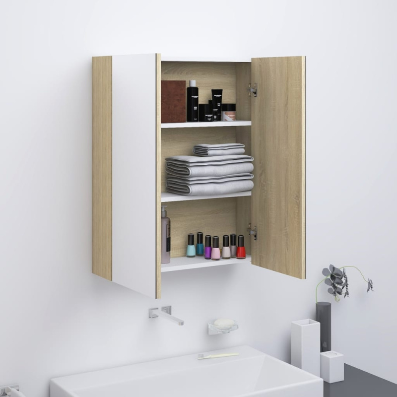 Koupelnová Skříňka Se Zrcadlem 60X15X75 Cm Mdf - Zářivě černá