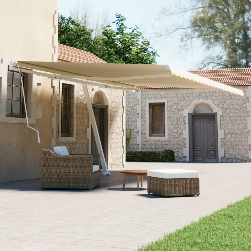 Volně Stojící Ručně Zatahovací Markýza - Modro-bílá / 600 x 350 cm