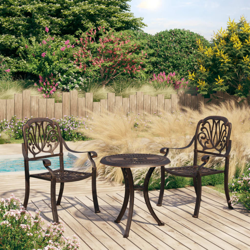 3Dílný Bistro Set Litý Hliník Bronzový - Bronzová