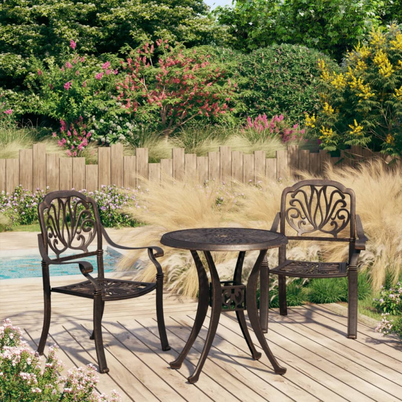 3Dílný Bistro Set Litý Hliník Bronzový - Bronzová / 4