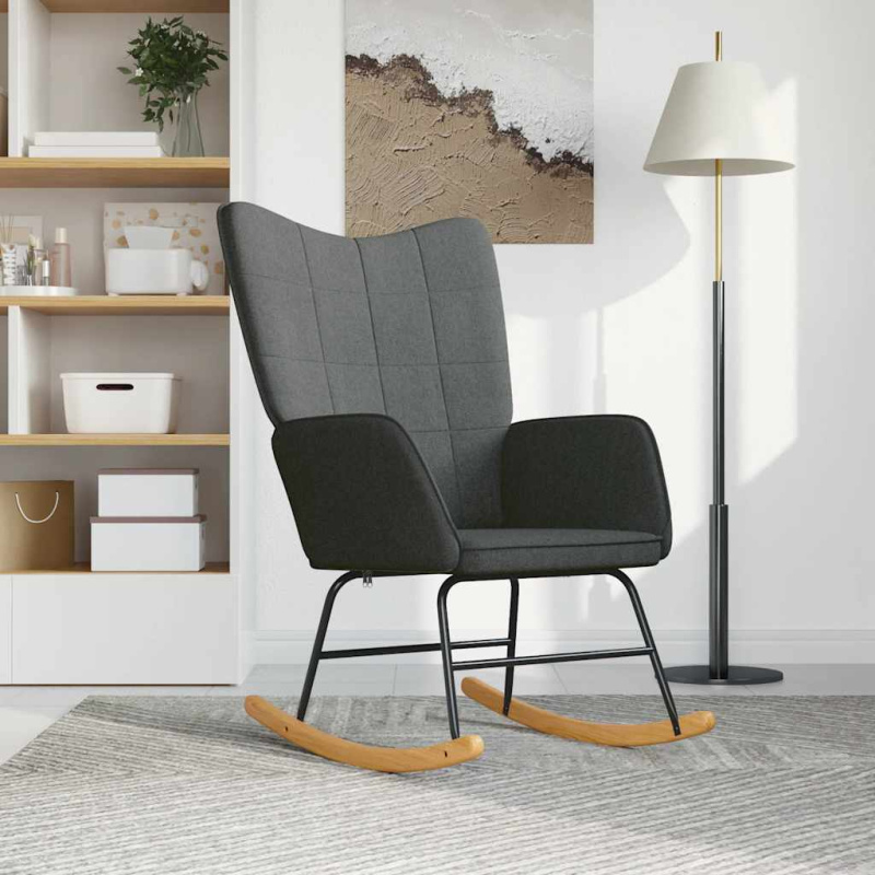 Houpací Křeslo Tmavě Šedé Textil - horčicově žlutá / bez opěrky na nohy