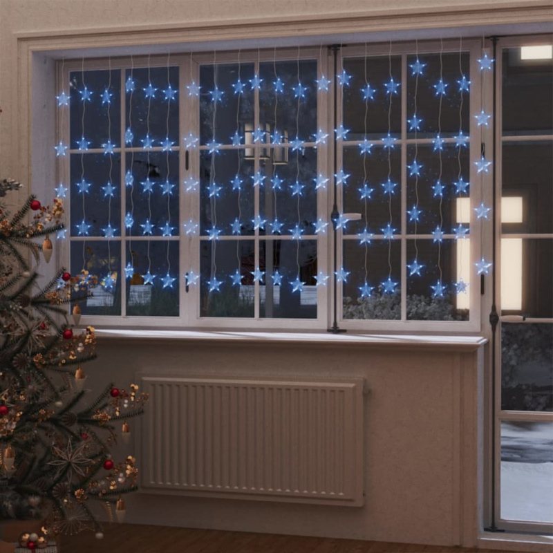 Světelný Závěs Hvězdičky 500 Led Modré Světlo 8 Funkcí - Studená bílá / 500