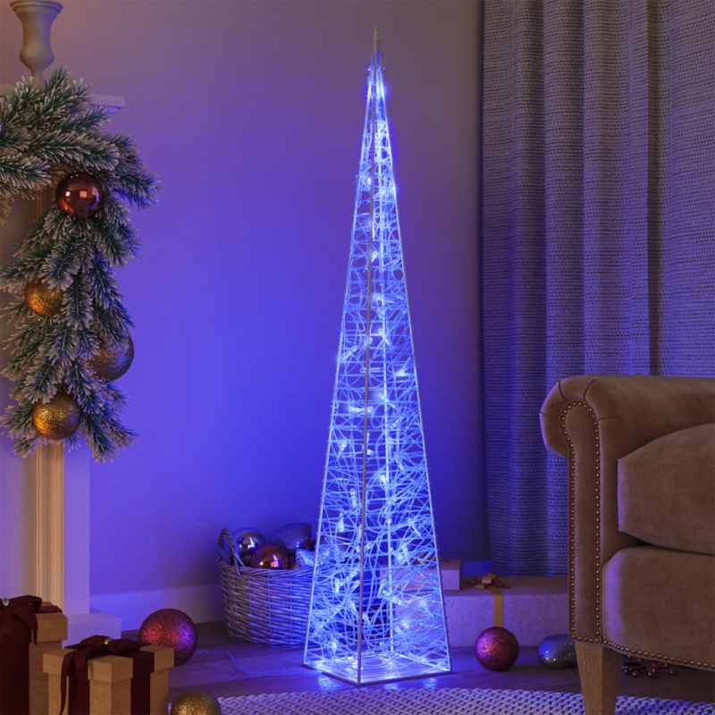 Akrylový Dekorativní Světelný Led Kužel Modrý Modrá - s baterií / 90 cm