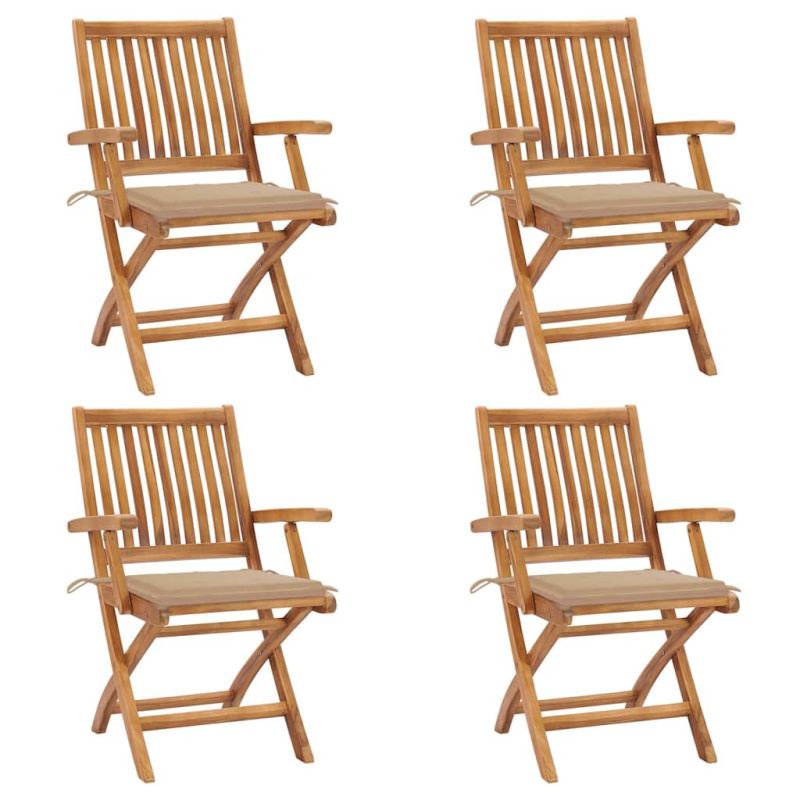 vidaXL Skládací zahradní židle s poduškami 6 ks masivní teak