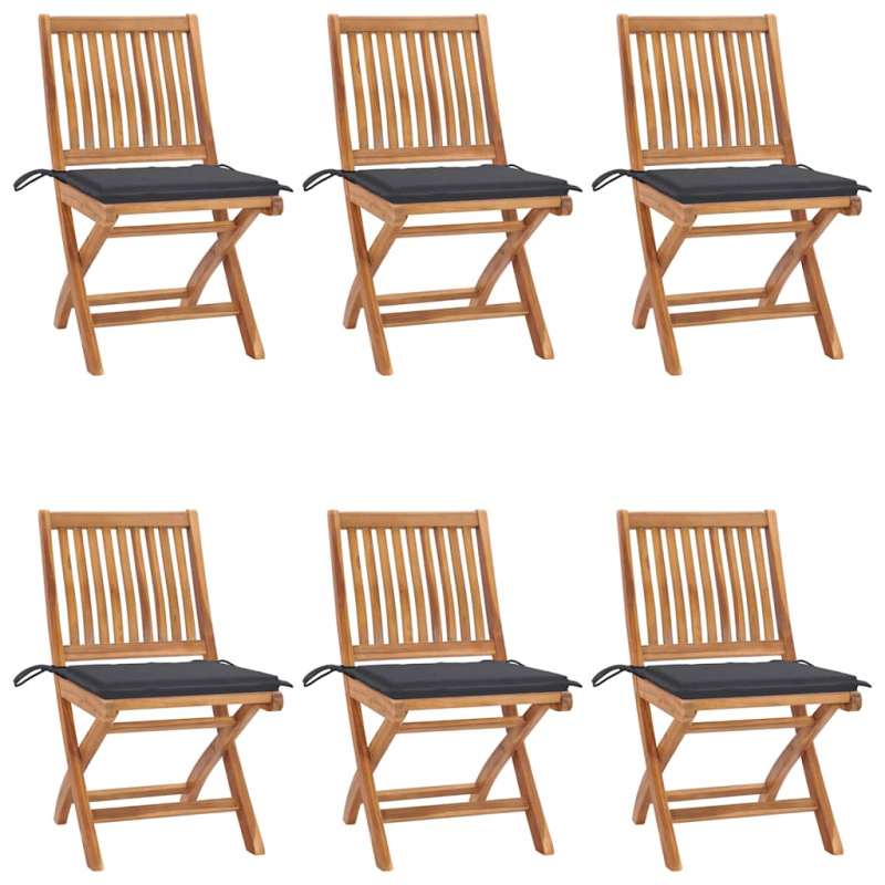 vidaXL Skládací zahradní židle s poduškami 8 ks masivní teak