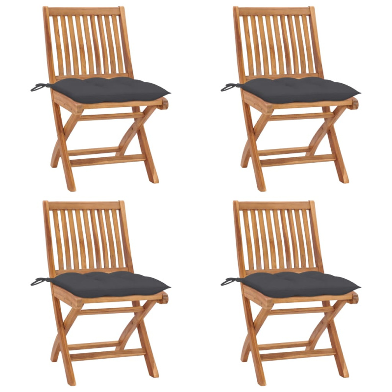 vidaXL Skládací zahradní židle s poduškami 8 ks masivní teak