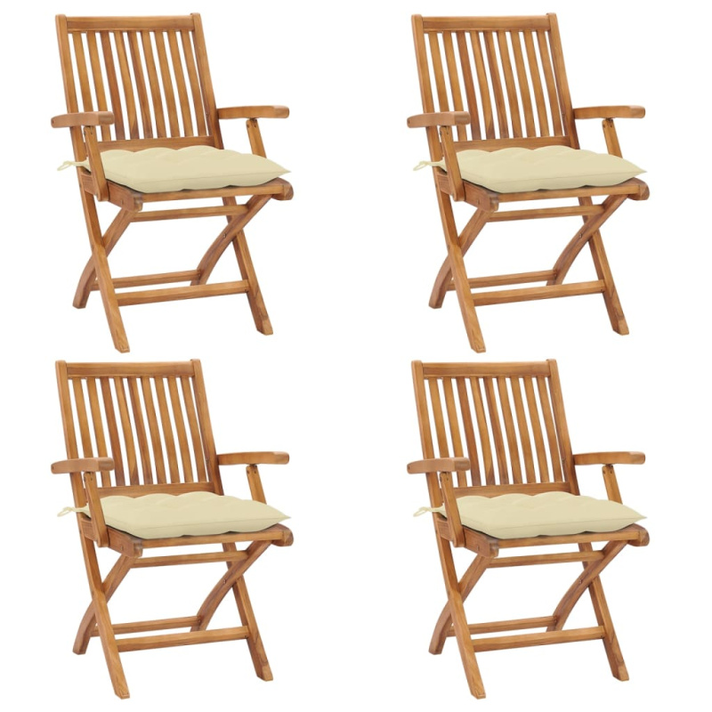 vidaXL Skládací zahradní židle s poduškami 8 ks masivní teak