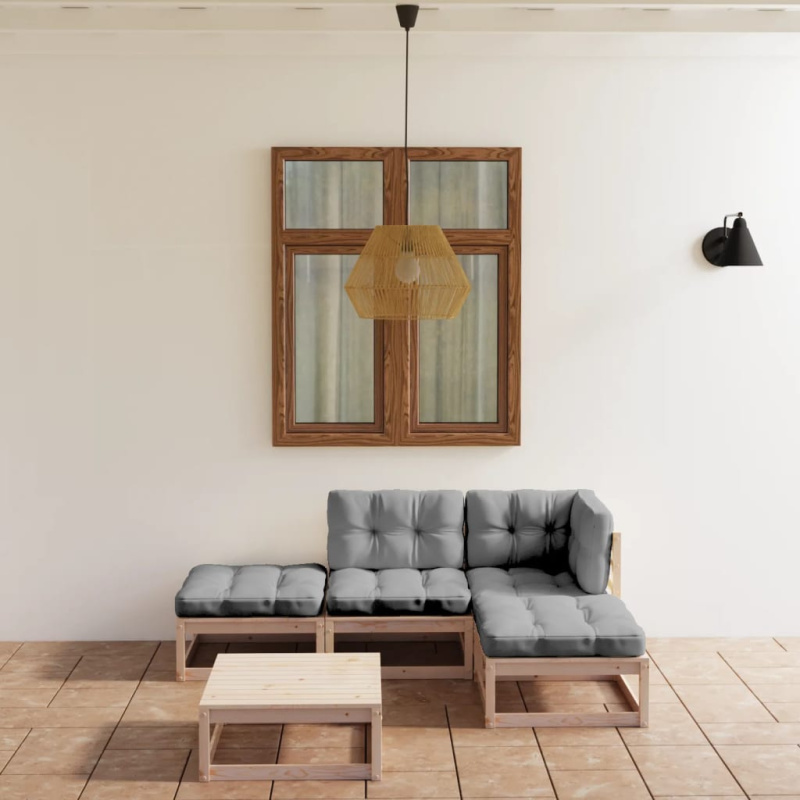 3Dílná Zahradní Sedací Souprava S Poduškami Masivní Borovice - Černá / Ano