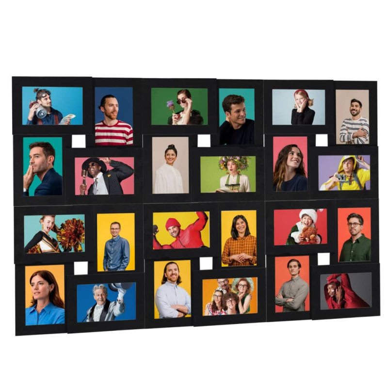 Kolážový Fotorámeček Na 24 Obrázků (13 X 18 Cm) Černý Mdf - Tmavě hnědá / 24 x (13 x 18 cm)