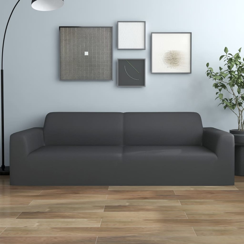 Strečový Potah Na 3Místnou Pohovku Antracitový Polyester Žerzej - Šedá / 1místné