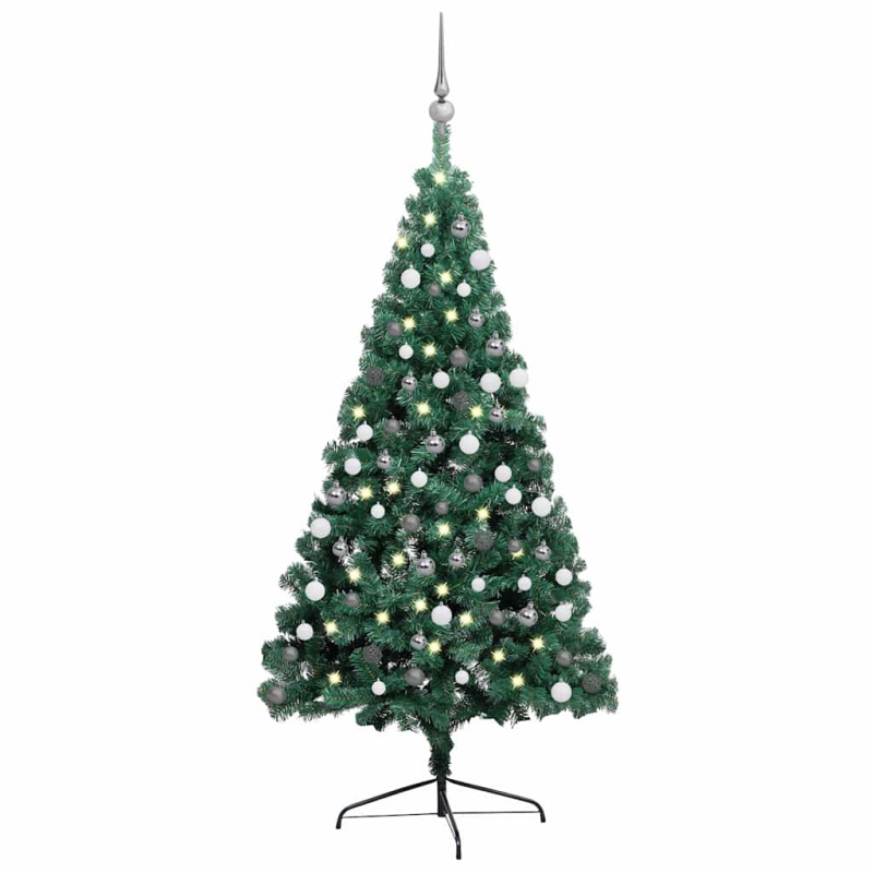 Umělý Vánoční Půl Stromek S Led A Sadou Koulí Zelený 120 Cm - Bílo-šedá / 240 x 125 cm