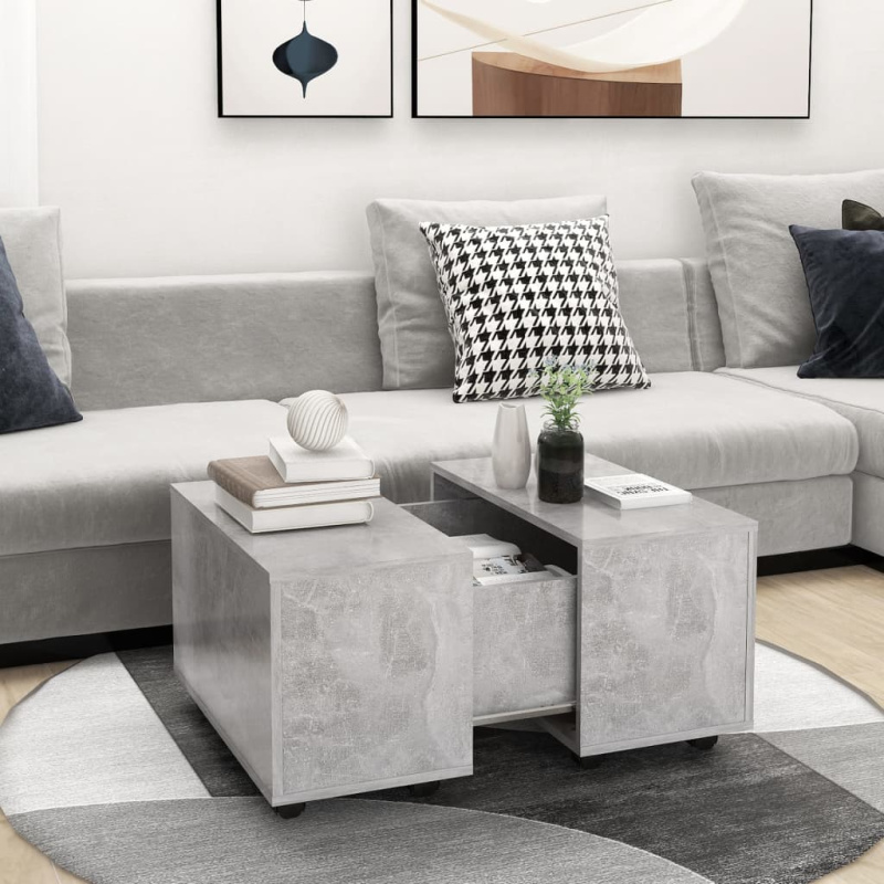 Konferenční Stolek Betonově Šedý 60X60X38 Cm Kompozitní Dřevo - Černá