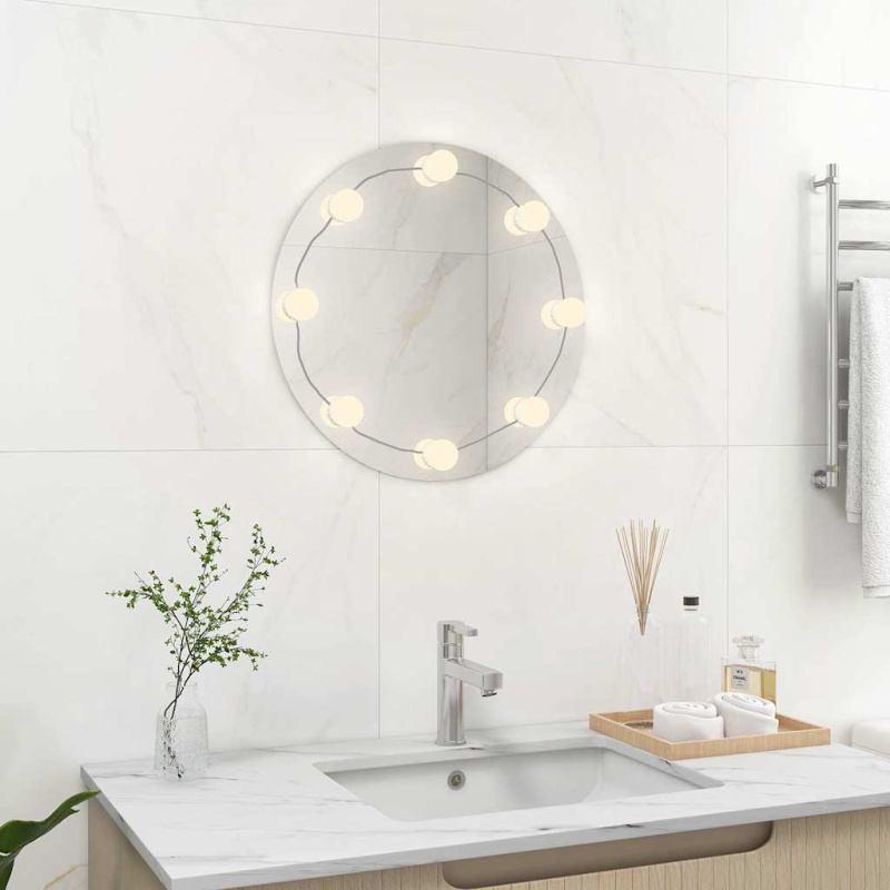 Nástěnné Zrcadlo S Led Osvětlením Kulaté Sklo - s LED diodami / 1 / Φ 60 cm