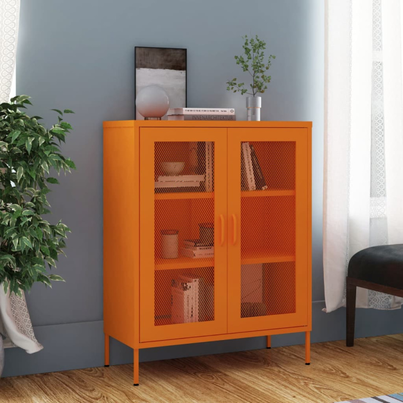Úložná Skříň Oranžová 80 X 35 X 101,5 Cm Ocel - Olivově zelená